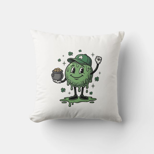 Coussin Mascotte de Slime de la Saint-Patrick T-Shirt Vint (Recto)