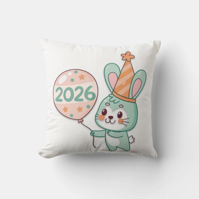 Coussin Mascotte Lapin Chibi Mignon Tenant des Ballons 202 (Recto)