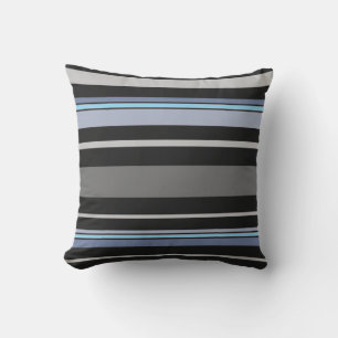 Coussin Masculin rayé noir et gris Intérieur ou