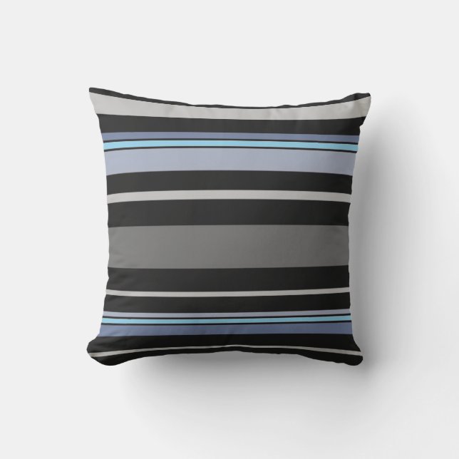 Coussin Masculin rayé noir et gris Intérieur ou (Recto)
