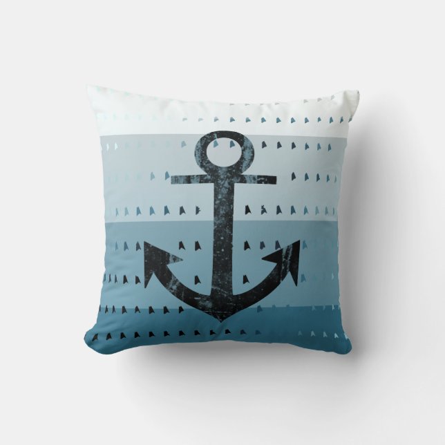 Coussin Masculine Ancre bleue Design Motif nautique (Recto)
