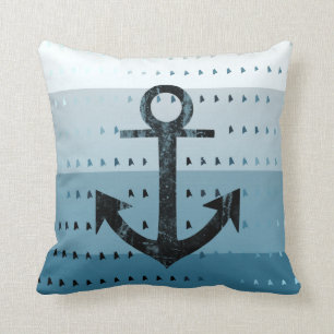 Coussin Masculine Ancre bleue Design Motif nautique