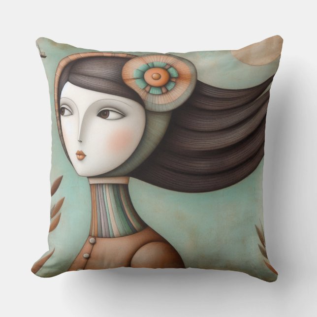Coussin Masion Carré à double face pour fille lunaire (Recto)