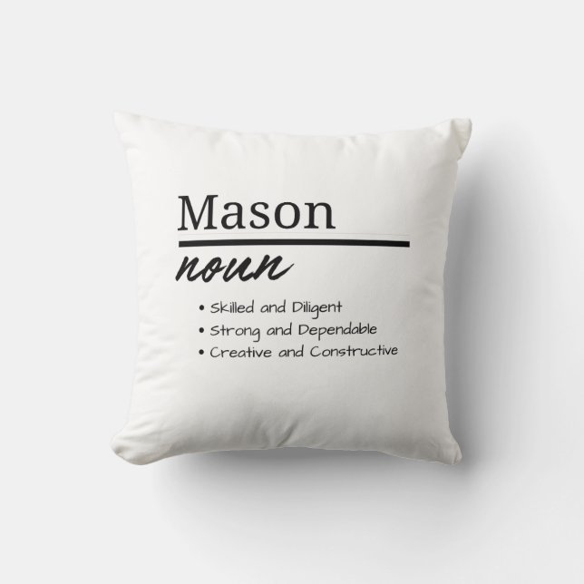 Coussin Mason, Garçon Nom Personnalisé Définition (Recto)