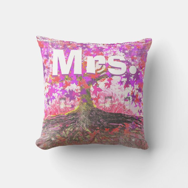 Coussin Mason Jar de Mme Bride, arbre romantique violet ro (Recto)
