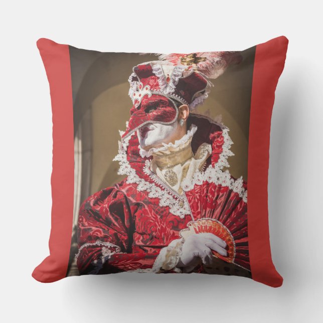 Coussin Masque de carnaval rouge en Venise, Italie (Recto)