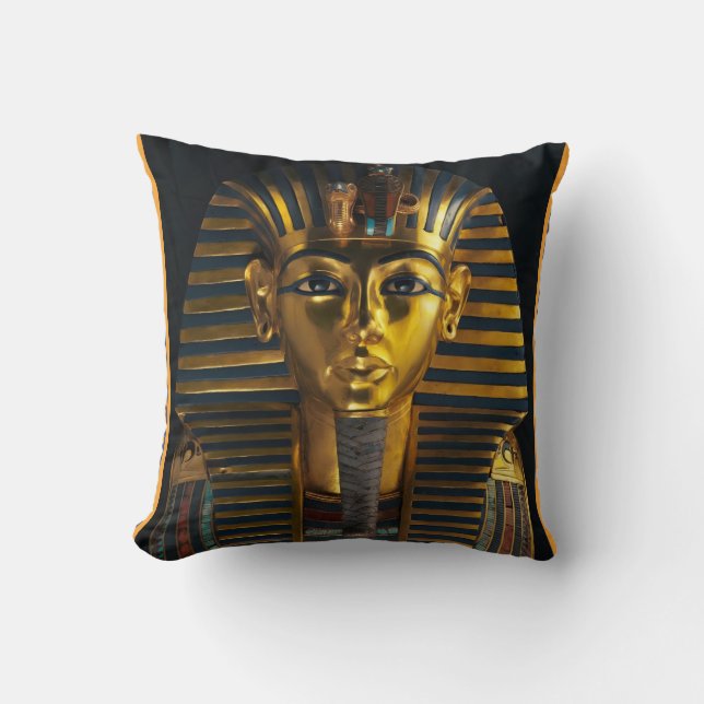 Coussin Masque de pharaon égyptien antique, art doré du ro (Recto)
