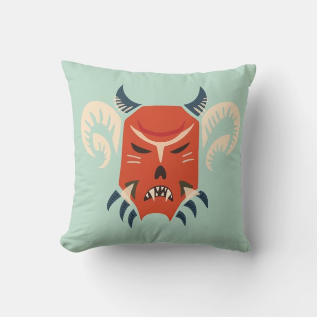 Coussin Masque démon Halloween Evil Horne (Recto)