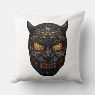 Coussin 👹 Masque Démoniaque Sculpté - Art Intricate