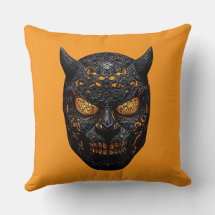 Coussin 👹 Masque Démoniaque Sculpté - Art Intricate