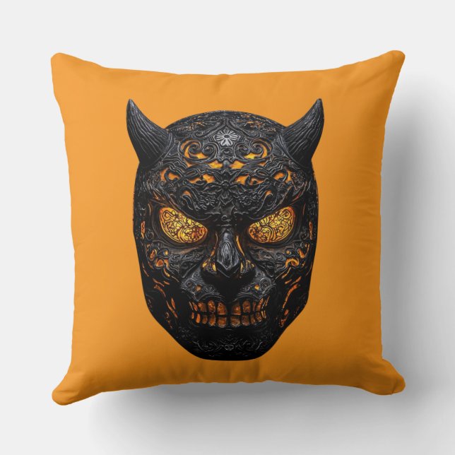 Coussin 👹 Masque Démoniaque Sculpté - Art Intricate (Verso)