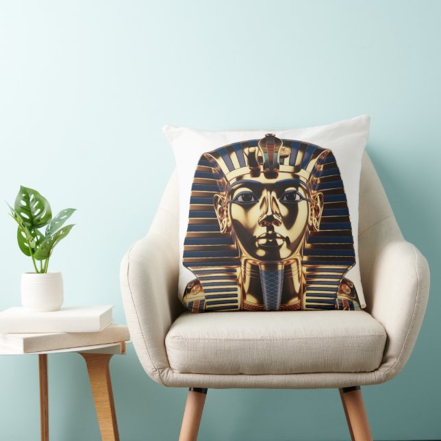 Coussin Masque Égyptien Doré Luxueux en Art (Chaise)
