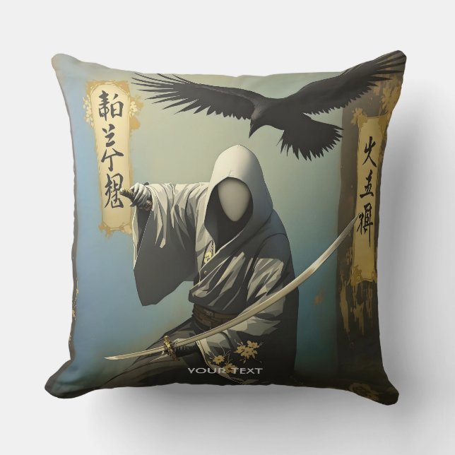 Coussin Masque Imaginaire Samurai Katana (Recto)