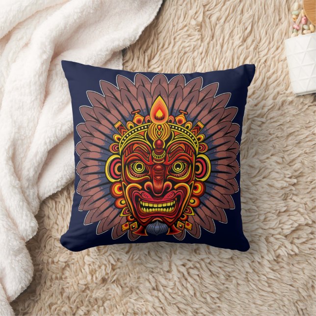 Coussin Masque rituel du roi guerrier tribal (Couverture)