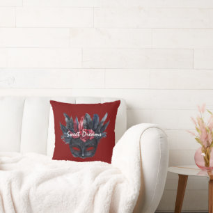 Coussin Masque rouge bordeaux noir