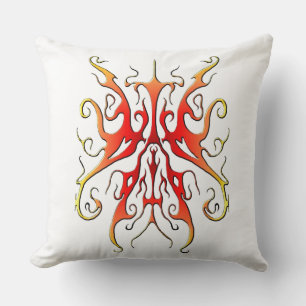 Coussin Masque Tribal de Design Abstrait Flamme Élégante