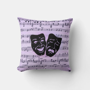 Coussin Masques de musique et de théâtre violets