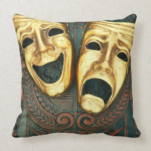 Coussin Masques d'or de comédie et de tragédie sur model