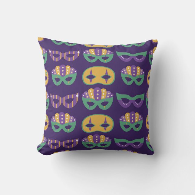 Coussin Masques Festifs Mardi Gras (Recto)