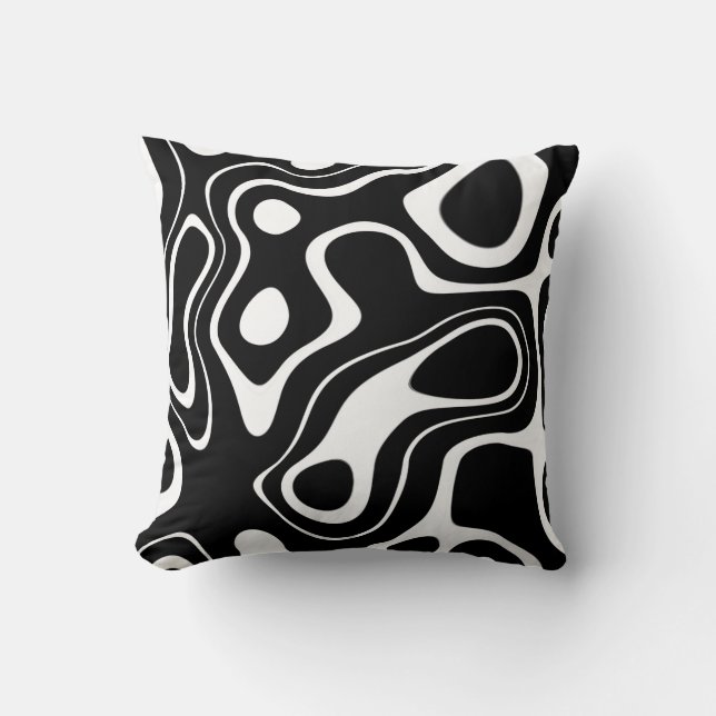 Coussin Masques noirs et blancs abstraits (Recto)