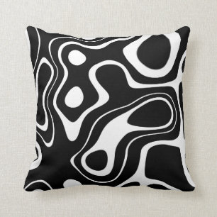 Coussin Masques noirs et blancs abstraits