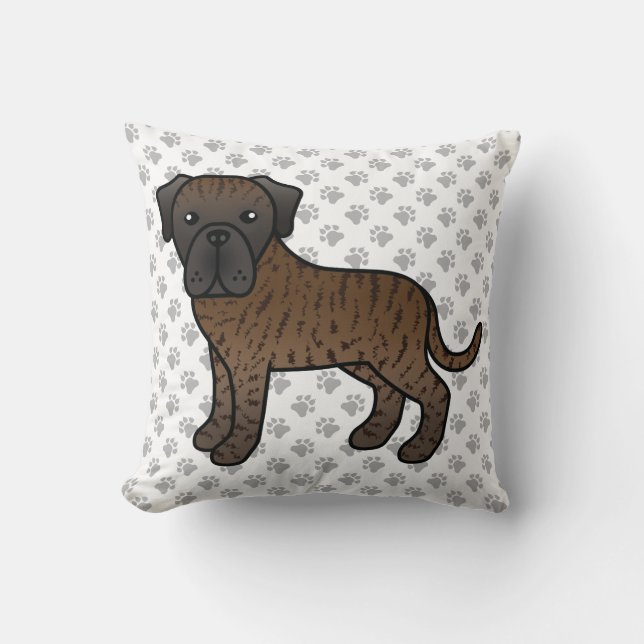 Coussin Mastiff Anglais Bringé Chien de Dessin Animé Migno (Recto)