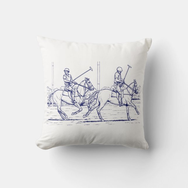 Coussin Match Polo Stylisé vintage Dessin #2 bleu (Recto)