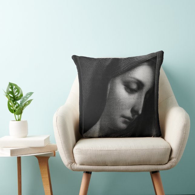 Coussin Mater Dolorosa Engraving par Carlo Dolci (Chaise)
