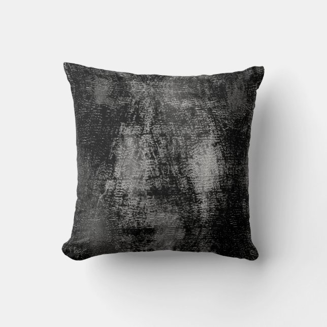 Coussin Matériau noir et gris peint avec de la peinture à  (Recto)