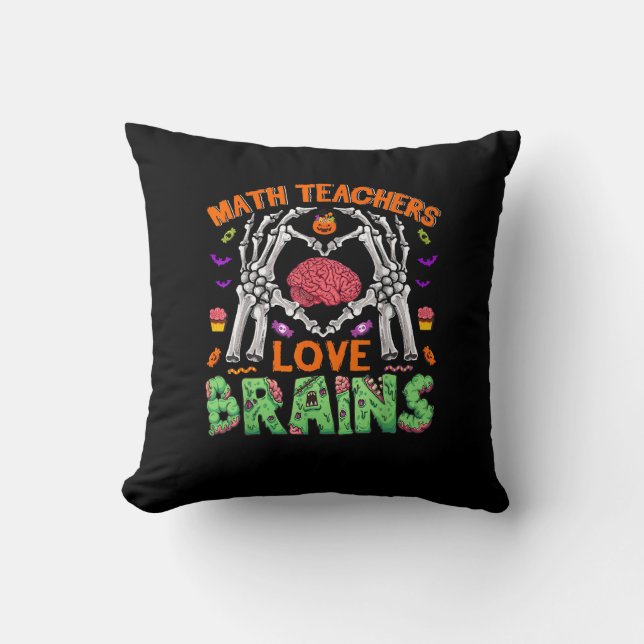 Coussin Math Cerveau Coeur Squelette Main Zombie Halloween (Recto)