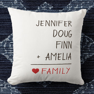 Coussin Maths de noms de famille pour la famille de quatre