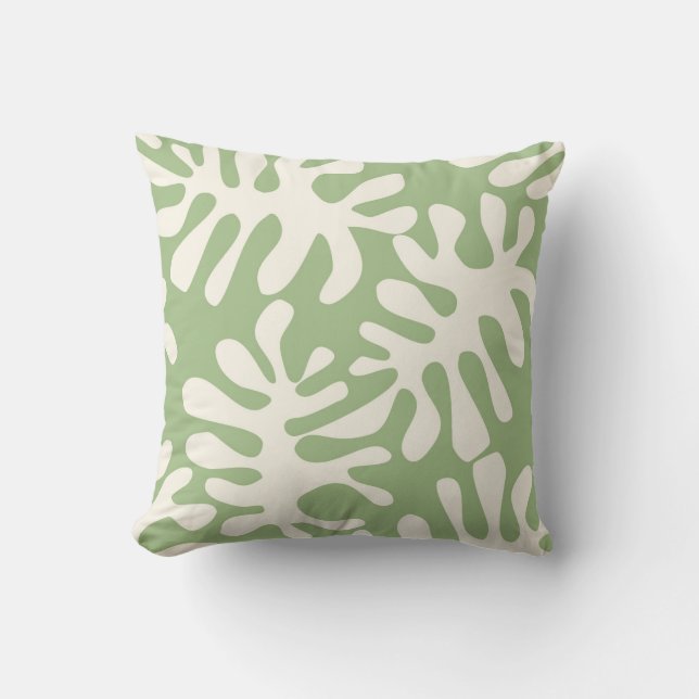 Coussin Matisse feuille Sage Green & Cream (Recto)