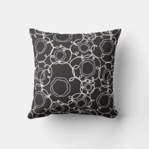 Coussin Matrice florale abstraite (fusain) Beaux-arts