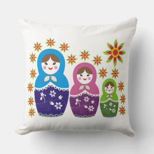 Coussin Matryoshka Poupées de nidification russe & tournes