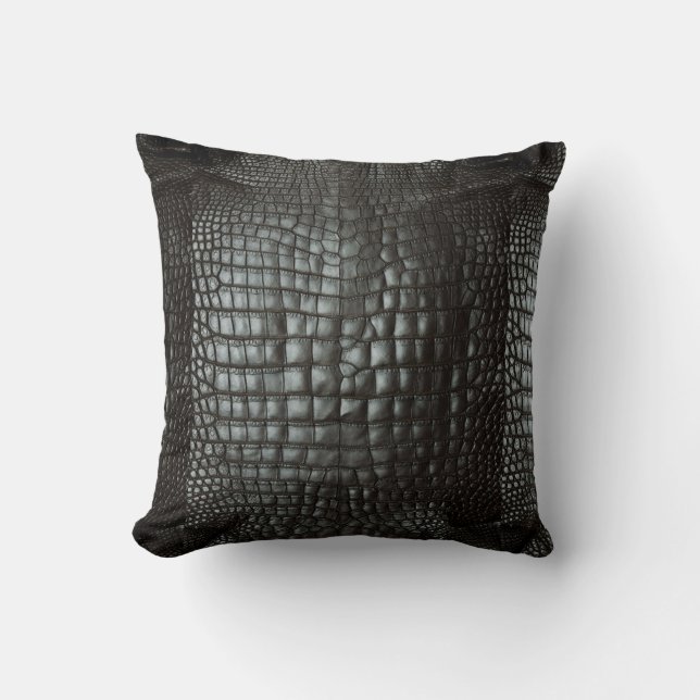 Coussin Matte gris-foncé de peau d'alligator de concepteur (Recto)
