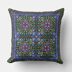 Coussin Matthew Digby Wyatt Textile Design en bleu vert