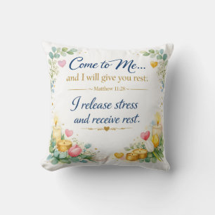 Coussin Matthieu 11:28 verset biblique, décoration juive m