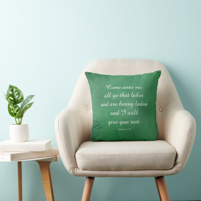 Coussin Matthieu 11:28 Verset biblique pour le confort et  (Chaise)