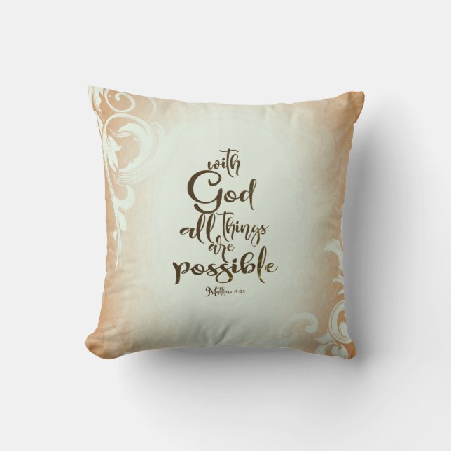 Coussin Matthieu 19:26 Avec Dieu Toutes les choses sont po (Recto)