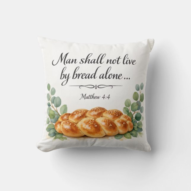 Coussin Matthieu 4:4, Décoration juive messianique, Verset (Recto)