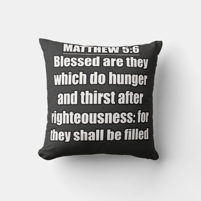Coussin Matthieu 5:6 Heureux sont ceux qui ont faim  (Recto)