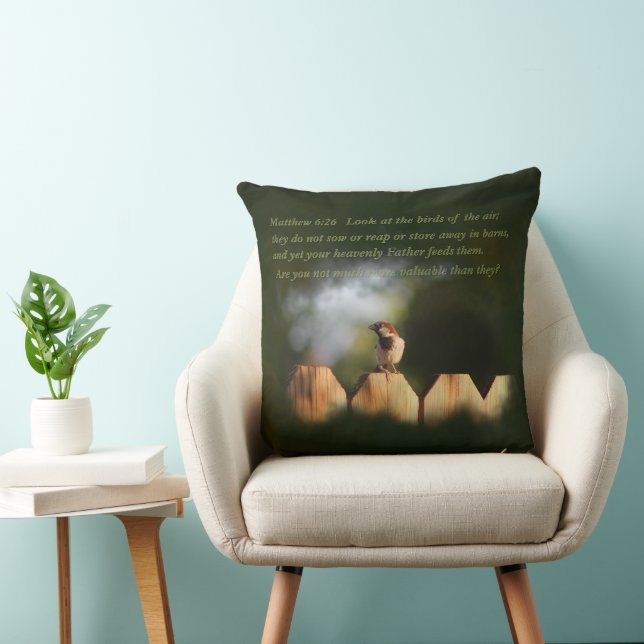 Coussin Matthieu 6:26 Oiseaux de l'air (Chaise)