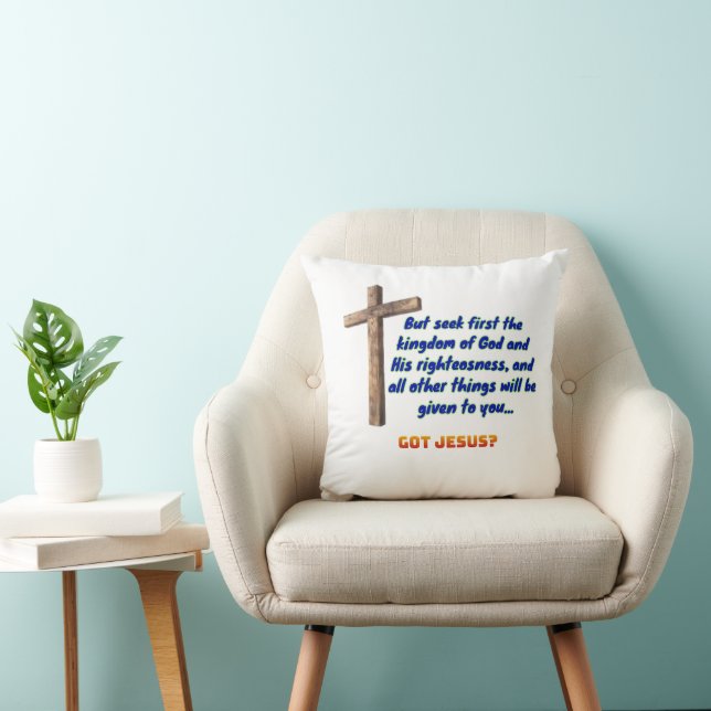 Coussin Matthieu 6:33 Croix (Chaise)