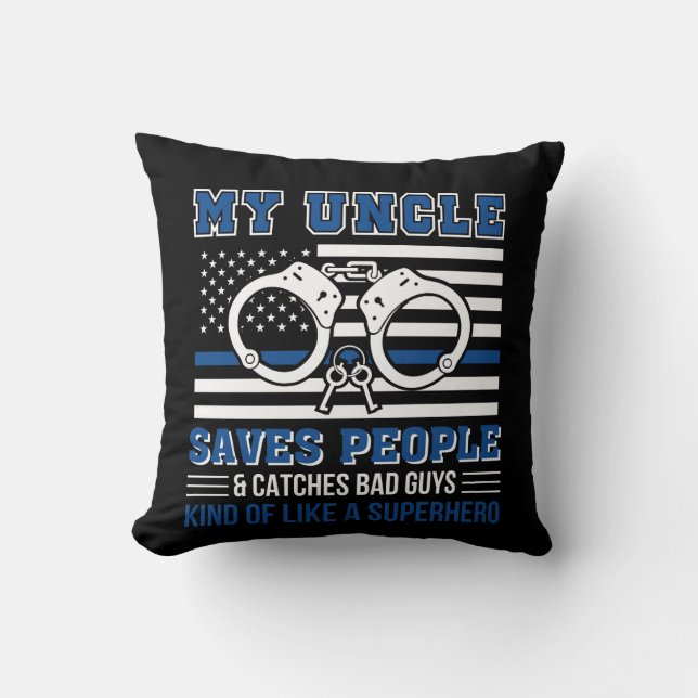 Coussin Mauvais garçon d'oncle Police Save les People (Recto)