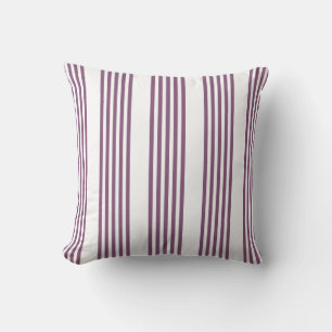 Coussin Mauve violet blanc cinq bandes motif