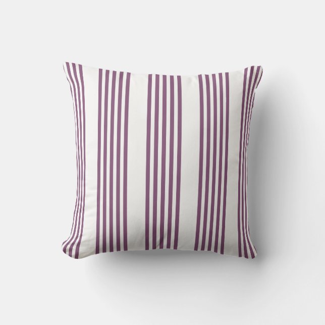 Coussin Mauve violet blanc cinq bandes motif (Recto)