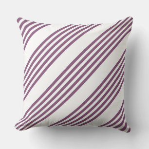 Coussin Mauve violet blanc cinq bandes motif