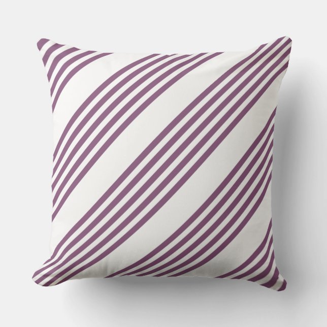 Coussin Mauve violet blanc cinq bandes motif (Recto)