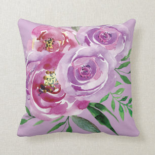 Coussin Mauve violette et lilas roses de pivoine