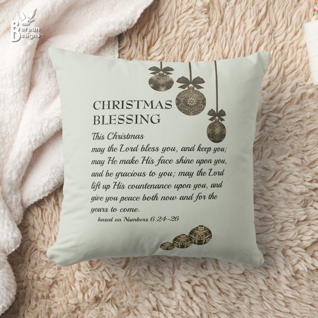 Coussin MAY THE LORD BLESS YOU Christian Christmas (CHRISTMAS BLESSING  Christian Throw Pillow based on Numbers 6 with customizable text.)